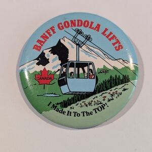 Vintage Banff Alberta Canada Banff Gondola Lifts Button Pin!